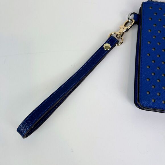 Michael Kors Wristlet Clutch Organizer Pouch w/ Card Slots Cobalt Blue Leather - Picture 8 of 16
